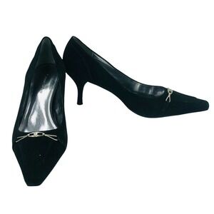 Etienne Aigner Women’s 9.5 Black Suede Pumps Heels Horse bit Detail Posey